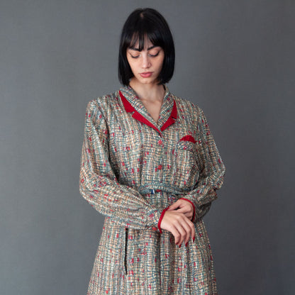 VIN-DR-19847 Vintage φόρεμα εμπριμέ L