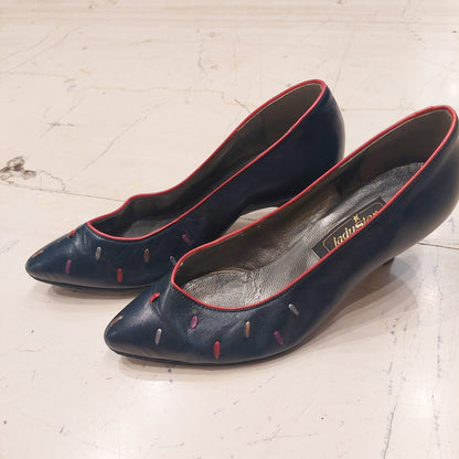 VIN-FTW-21529 Vintage παπούτσια γόβες μπλε 36