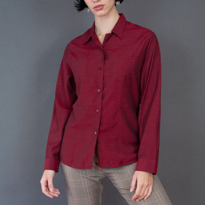 VIN-BLO-20068 Vintage πουκάμισο μπορντό S-M