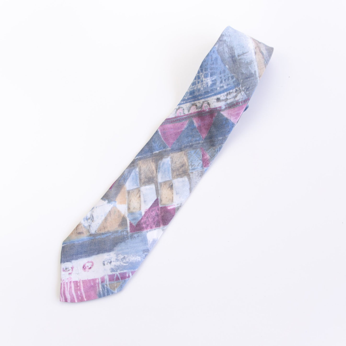 VIN-TIE-15653 Vintage εμπριμέ μεταξωτή γραβάτα
